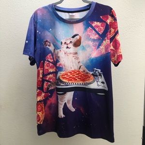 Cat DJ on Pizza Shirt